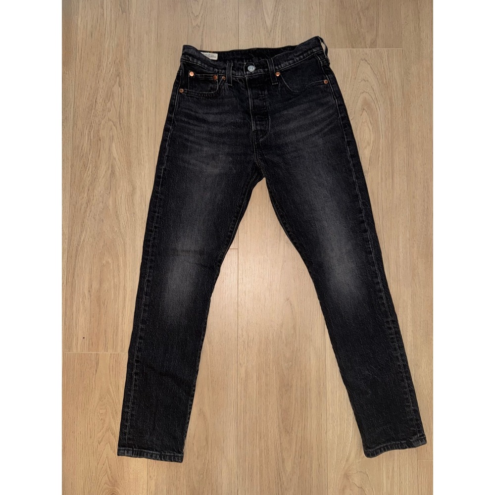 Levis Premium 501 S Skinny Jeans Washed Black High Rise Button Fly W25 L28